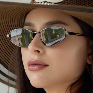 保罗雷朋官网跨境欧美风金属三角猫眼墨镜女时髦小框眼镜复古高级