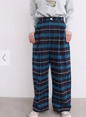 a社蓝格子裤 腰72.2 臀109.4 国现1件