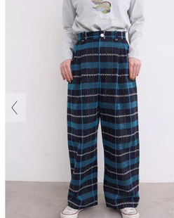 a社蓝格子裤 腰72.2 臀109.4 国现1件