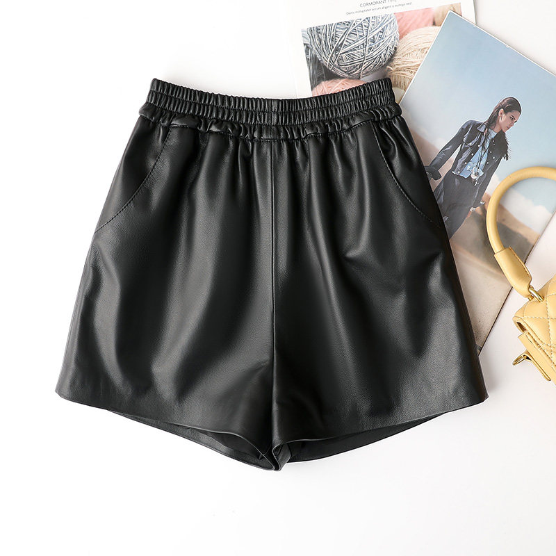 高腰简约菲莎梦露短裤绵羊皮