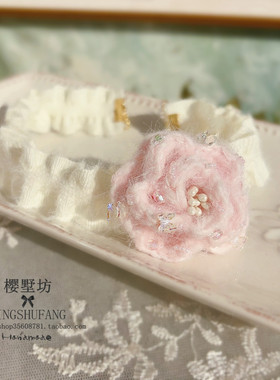 秋冬氛围感温柔甜美针织花朵项链