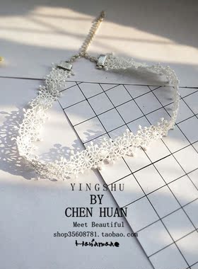 choker白色蕾丝项圈脖子锁骨链