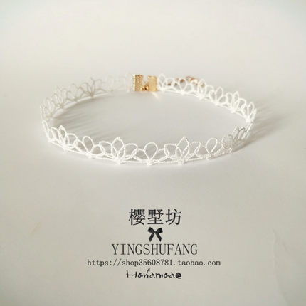 显气质白色蕾丝简约超仙新娘少女心短款锁骨链choker颈带脖子项圈