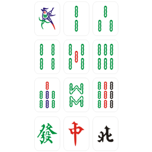 麻将幺鸡筒条万笔记本电脑手机防水电动汽车刮痕行李箱旅行箱贴纸