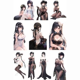 碧蓝航线镇海黑丝美少女旗袍二次元游戏笔记本电脑手机行李箱贴纸