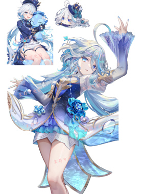 原神水神芙宁娜笔记本电脑手机二次元芙卡洛斯行李箱旅行箱贴纸