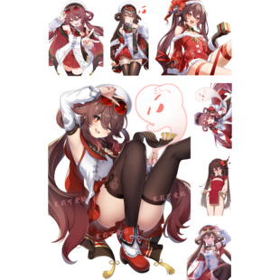 原神海灯节周边胡桃新皮肤宿雪桃红游戏笔记本电脑手机行李箱贴纸