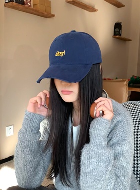 WBB韩系ins棒球帽女百搭休闲做旧割破鸭舌帽春夏新款显脸小帽子