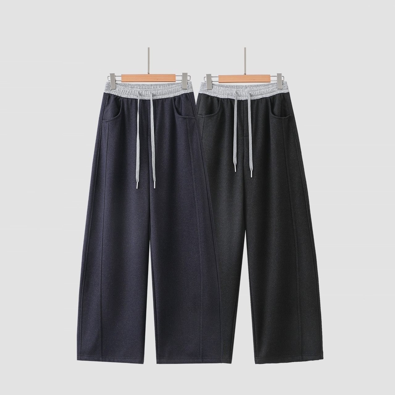 冬季松弛感加绒镰刀裤牛仔阔腿裤