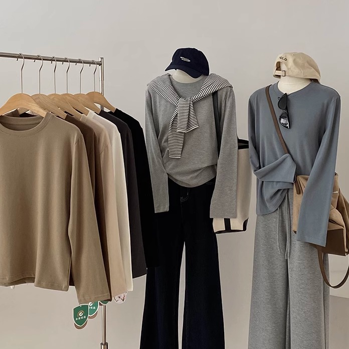 软糯糯baby绒亲肤圆领长袖T恤