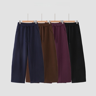 春季廓形弯刀裤~2026新款拖地阔腿裤女宽松垂感休闲松紧腰卫裤