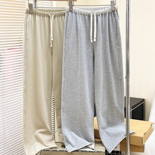 春季 毛边裤 卫裤 女 纯棉100%毛圈 宽松休闲直筒2026新款 外贸运动裤