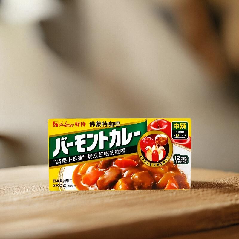 (3香港进口顺丰)好侍佛蒙特咖喱中辣230g苹果蜂蜜代式货版购HOUSE