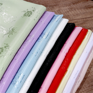 高档梅兰竹菊提花丝绸布料古装汉服面裙民族风刺绣服装绸缎马面料