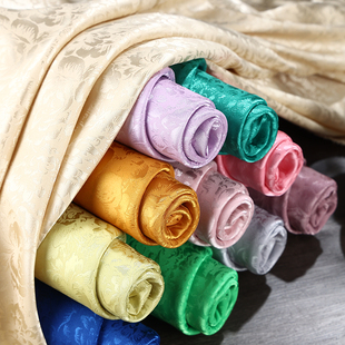 提花丝绸缎布料古装汉服裙新中式马面裙娃衣睡衣古风刺绣服装面料