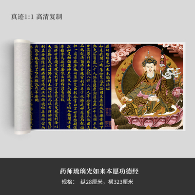 《药师琉璃光如来本愿功德经》高清原大复制品毛笔书法练字帖长卷