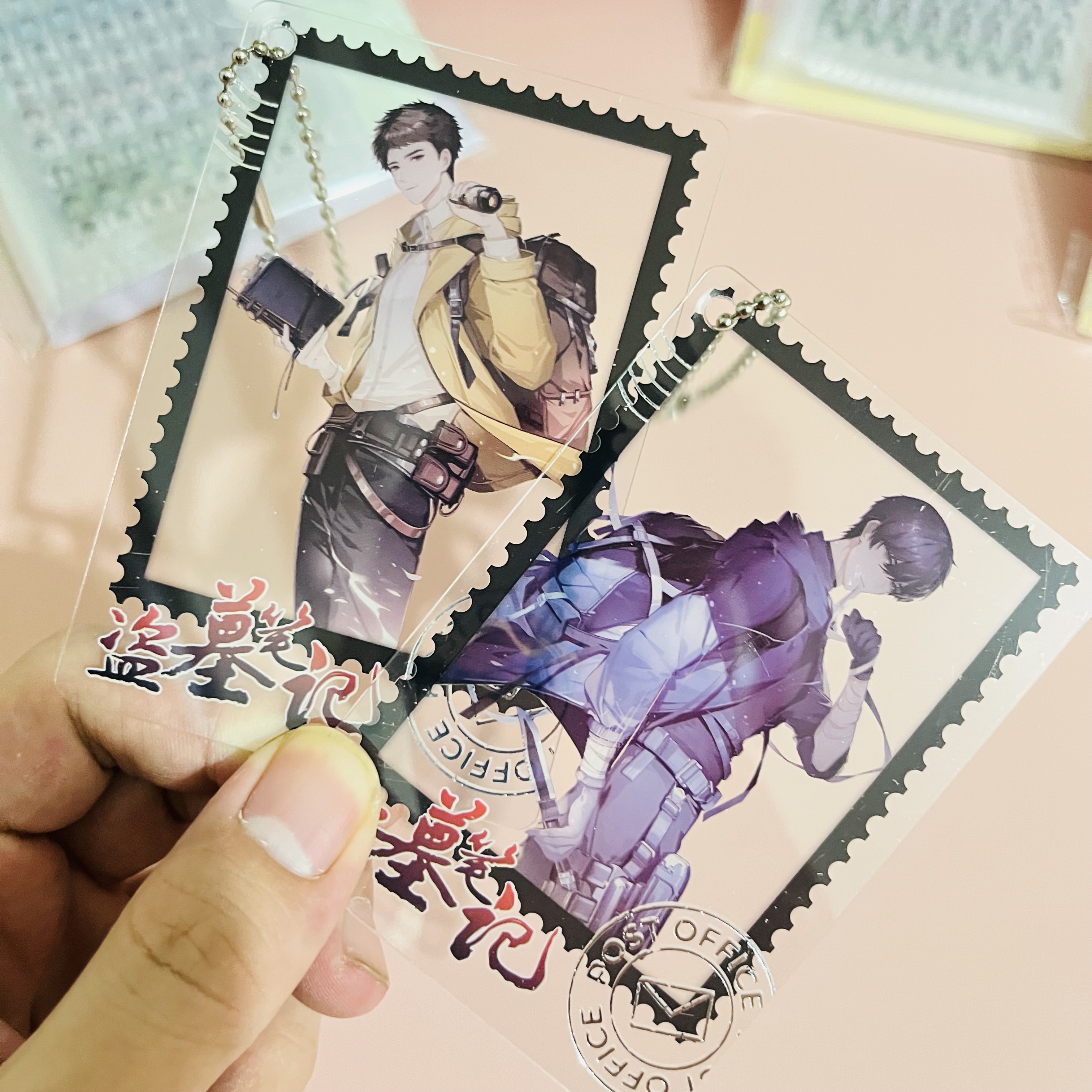 盗墓笔记透卡钥匙扣挂件张起灵无邪二次元动漫周边透明小卡片挂饰