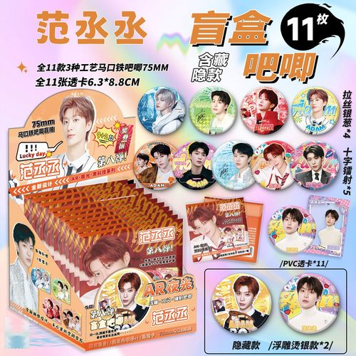 范丞丞AR夜光吧唧盲盒明星周边同款高清马口铁75银葱镭射徽章谷子