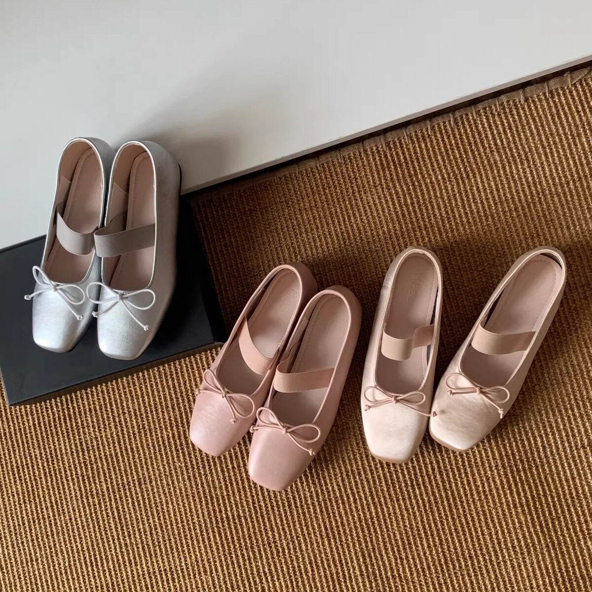 方头一字带蝴蝶结内增高2CM玛丽珍鞋女单鞋隐形增高复古气质