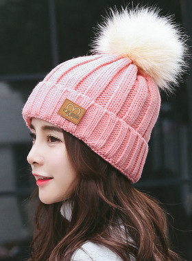 帽子新款2020网红毛线帽白色针织帽女秋冬韩版ins加绒嘻哈韩国潮
