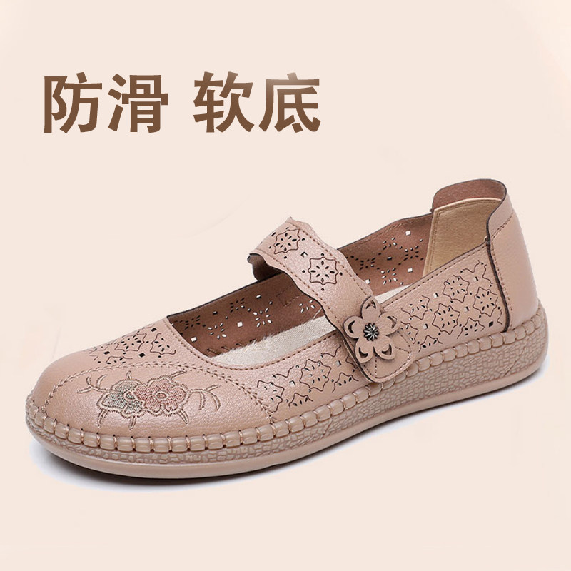 老北京布鞋女款2026新款民族风刺绣花朵女平底软底防滑透气妈妈鞋