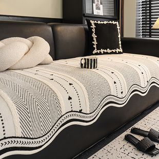 沙发垫四季通用2025新款高克重雪尼尔坐垫直排一片式防滑皮盖布垫