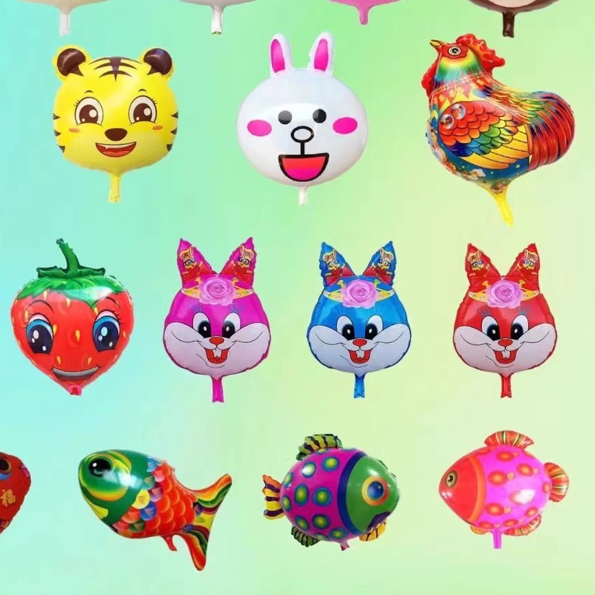 卡通动物气球公鸡草莓小白兔
