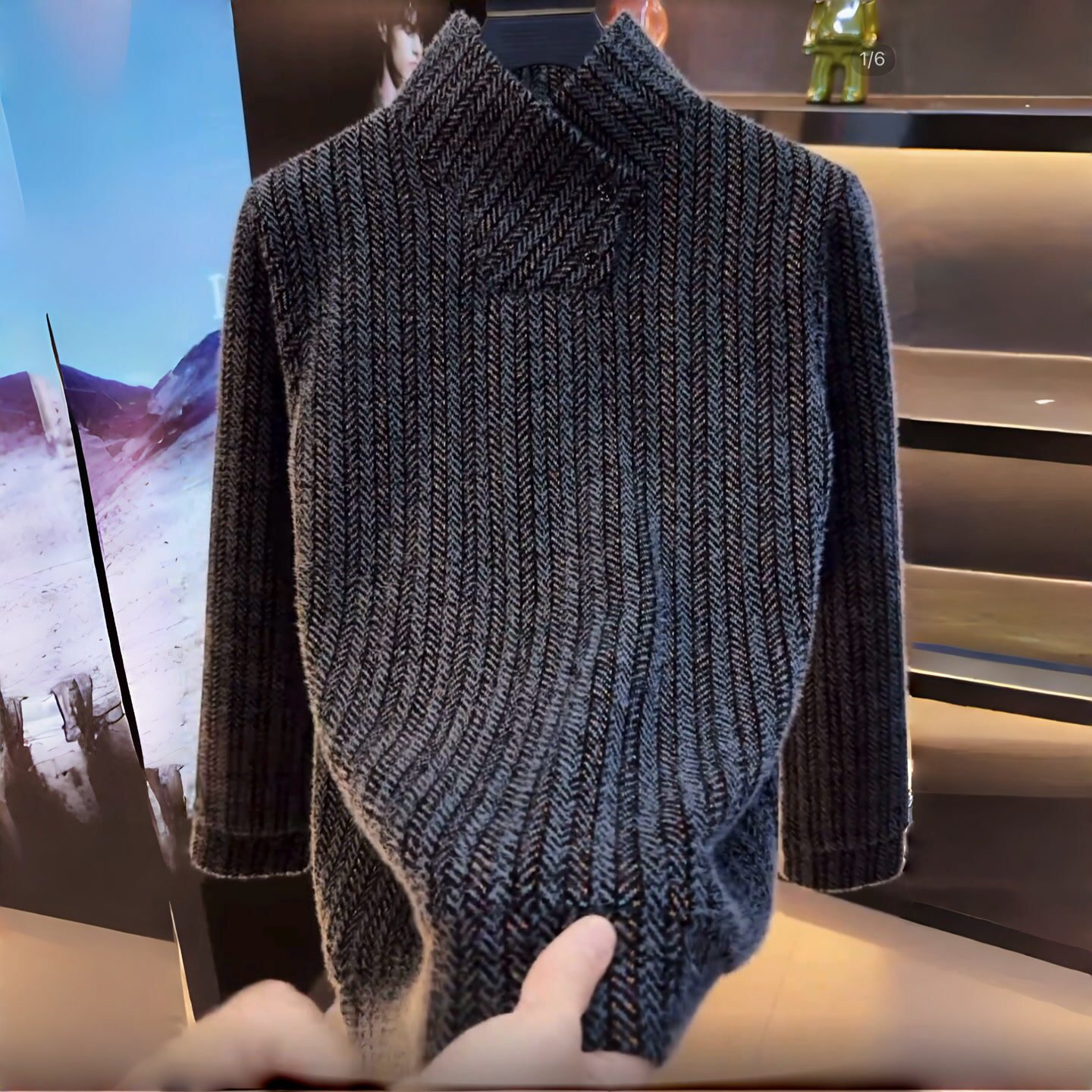 【高档轻奢】2025秋冬季男士纳帕领时尚潮流卫衣修身保暖打底衫,男装,卫衣,淘宝优惠券,粉丝福利购,淘宝优惠卷