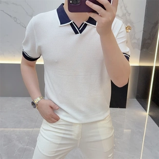 休闲翻领POLO衫 轻奢高品质针织薄款 时尚 短袖 夏季 男士 新款