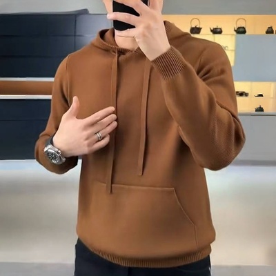 男士秋冬商务针织衫连帽卫衣毛衣时尚休闲百搭韩版加厚保暖