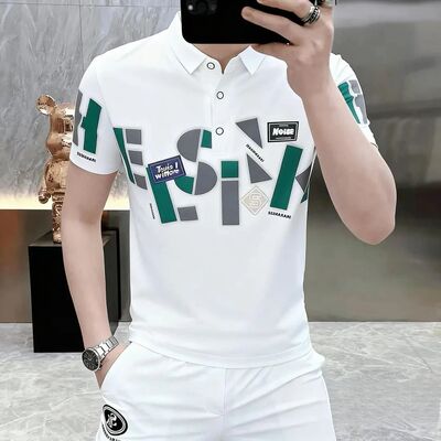 高档新款POLO衫短袖夏季男士休闲时尚翻领修身半袖T恤潮流WE24016