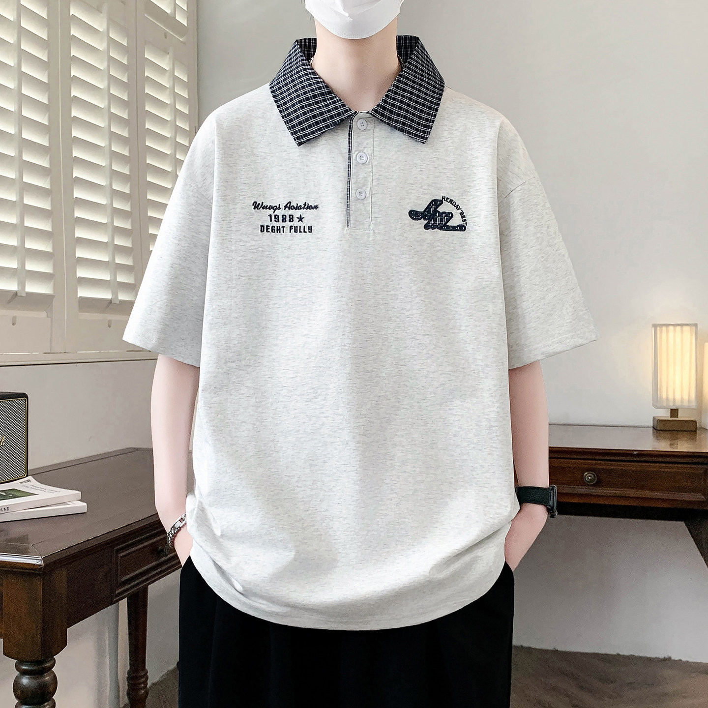 2026夏季新款短袖T恤翻领c韩版潮流休闲青少年男孩学生