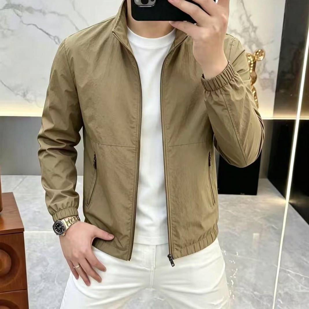 高档男士春秋立领夹克外套时尚潮流休闲防风百搭上衣夹克男J8919