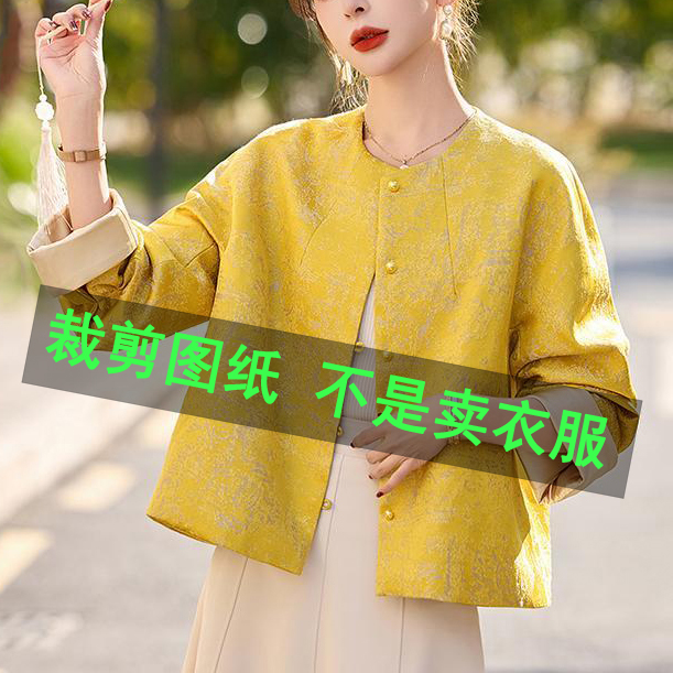 528新款国风宽松外套裁剪图纸新中式休闲上衣纸样纸样服装纸样