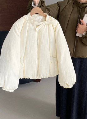 小南瓜花苞设计感羽绒服女宽松灯笼袖白鸭绒上衣6171