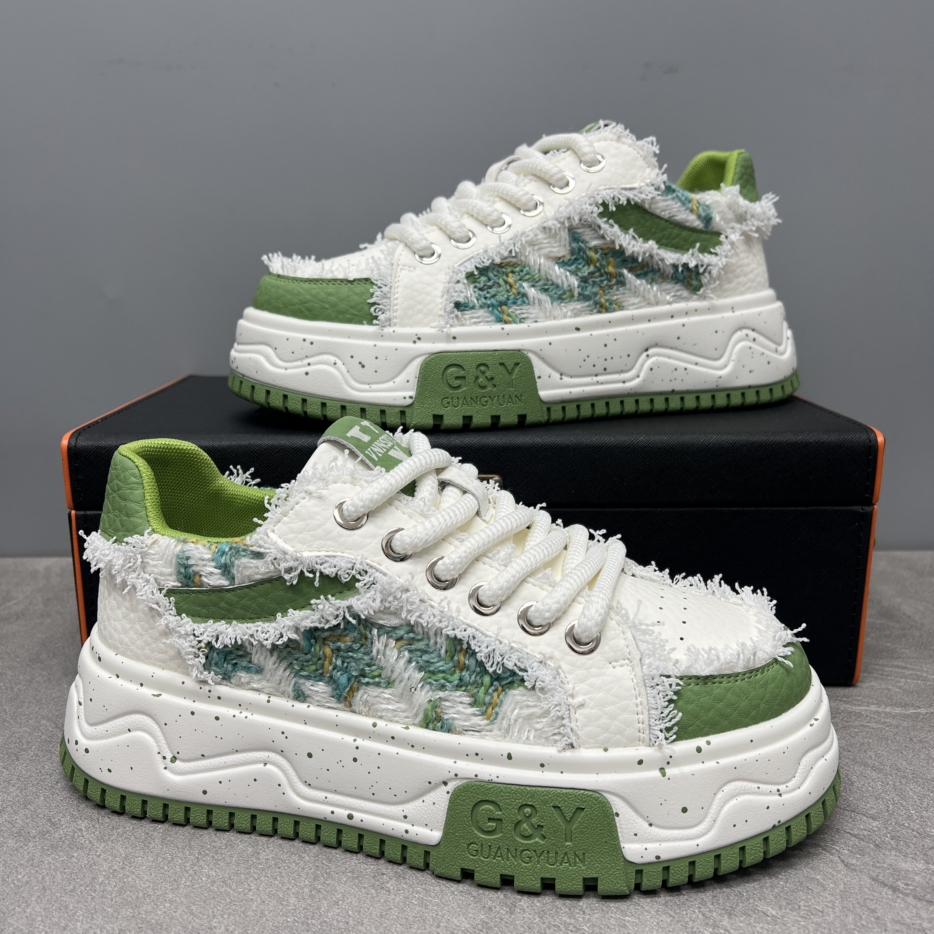 时尚个性男鞋2026新款厚底增高老爹鞋百搭休闲运动鞋男士拼色潮鞋