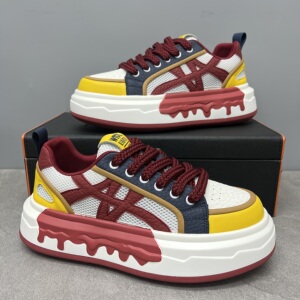 夏季男鞋新款网面透气休闲板鞋男厚底增高运动鞋超火高级感男潮鞋