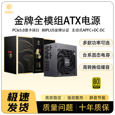 金牌全模组台式电脑主机箱ATX额定500W 600W 800W 1000W PC电源