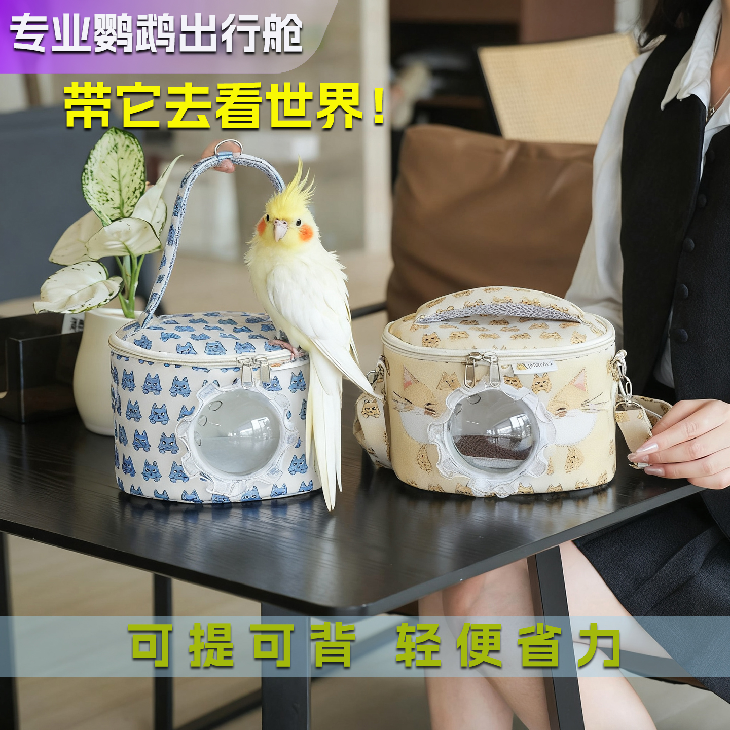 鹦鹉冬天外出包玄凤便携单肩棉窝