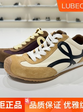 路贝佳女鞋时尚休闲鞋2025秋新款系带运动鞋百搭德训鞋L25630Y-28