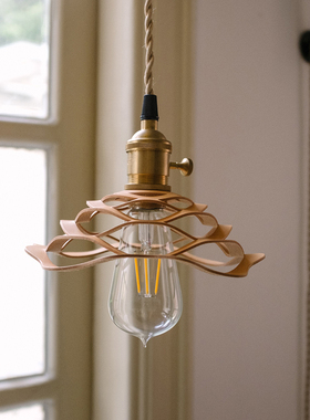 存在物Entity 复古牛皮革镂空吧台玄关吊灯手工原色植鞣革黄铜NEW