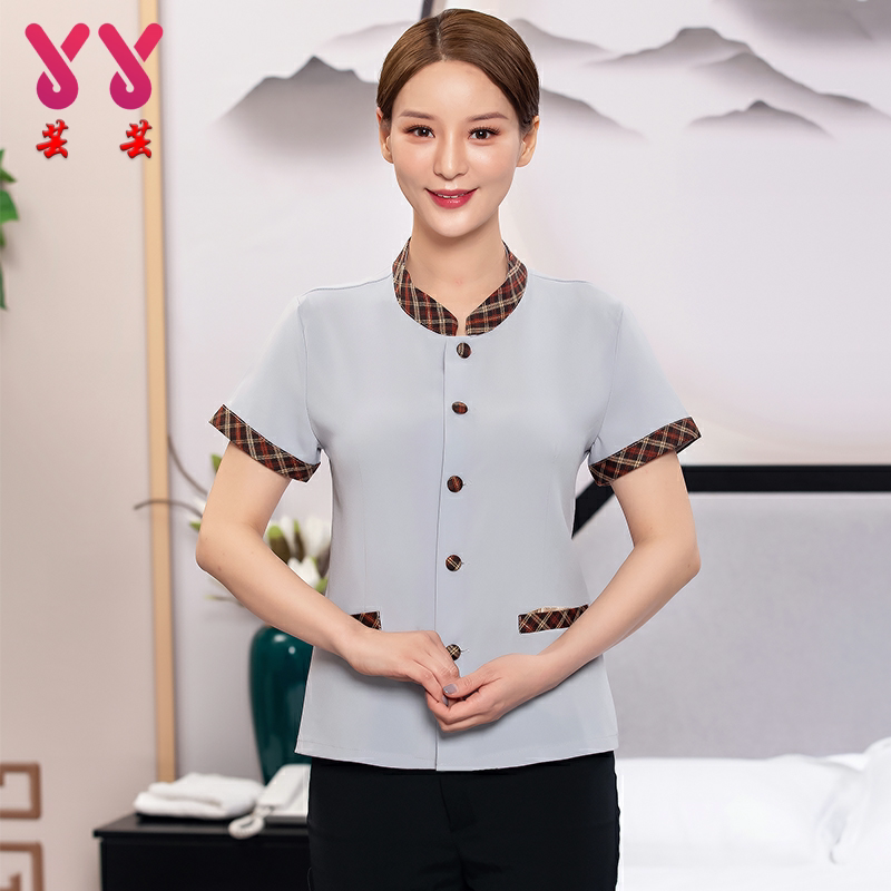 保洁服短袖星级酒店客房服务员工作服物业保洁员阿姨短袖套装制服