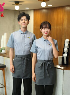 酒店前台马甲工作装女 餐饮酒吧KTV咖啡西餐厅服务员工作服短袖男