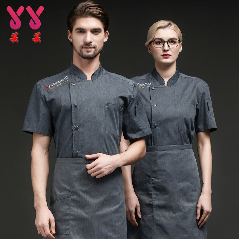 厨师工作服短袖酒店春夏季款大码厨房饭店后厨装男女制服加肥