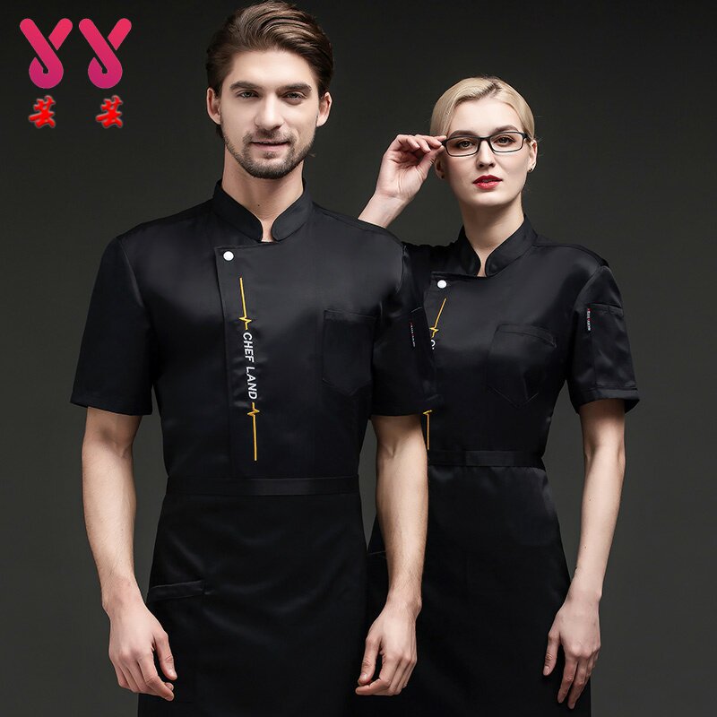 厨师工作服短袖餐厅酒店厨师服制服厨房饭店工装透气夏男后厨烧烤