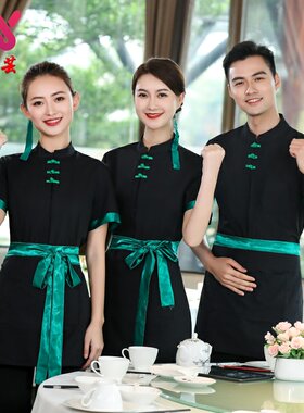 中式武侠风餐饮服务员短袖女饭店火锅茶楼餐厅特殊农家乐工作服夏