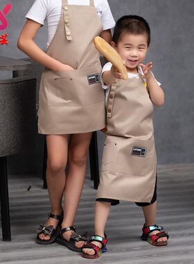 儿童围裙家用厨房吃饭牛仔围裙防水幼儿园画画衣宝宝美术绘画罩衣