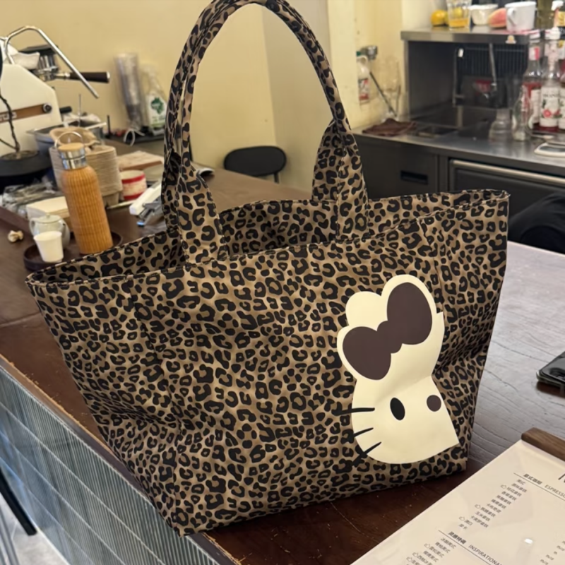 大容量豹纹包包2025ins新款通勤帆布包单肩大学生时尚托特手提袋