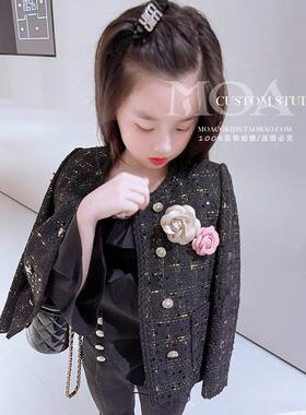 高级感女童小香风外套秋装2024新款洋气时髦公主秋冬儿童呢子大衣