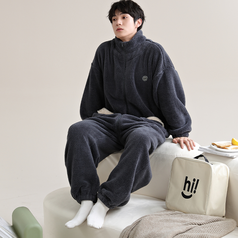 连体睡衣男士一体式秋冬季款法兰绒全身青少年成人加厚保暖家居服